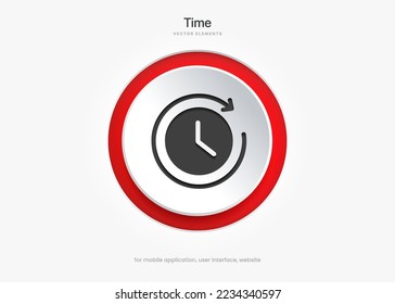 3d time and clock icon. Clock icon in trendy flat and line style isolated on background. Icons for date, time, era, duration, period, span, hour, minute, watch, timer, time keeper.