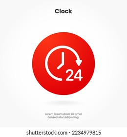 3d time and clock icon. Clock icon in trendy flat and line style isolated on background. Icons for date, time, era, duration, period, span, hour, minute, watch, timer, time keeper.