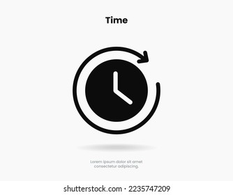 3d time and clock icon. Clock icon in trendy flat and line style isolated on background. Icons for date, time, era, duration, period, span, hour, minute, watch, timer, time keeper.