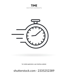 3d time and clock icon. Clock icon in trendy flat and line style isolated on background. Icons for date, time, era, duration, period, span, hour, minute, watch, timer, time keeper.