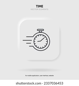 3d time and clock icon. Clock icon in trendy flat and line style isolated on background. Icons for date, time, era, duration, period, span, hour, minute, watch, timer, time keeper.