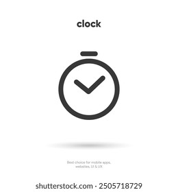 3d time and clock icon. Clock icon in trendy flat and line style isolated on background. Icons for date, time, era, duration, period, span, hour, minute, watch, timer, time keeper.