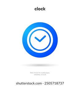 3d time and clock icon. Clock icon in trendy flat and line style isolated on background. Icons for date, time, era, duration, period, span, hour, minute, watch, timer, time keeper.