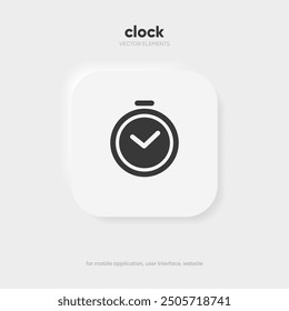 3d time and clock icon. Clock icon in trendy flat and line style isolated on background. Icons for date, time, era, duration, period, span, hour, minute, watch, timer, time keeper.