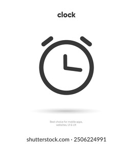 3d time and clock icon. Clock icon in trendy flat and line style isolated on background. Icons for date, time, era, duration, period, span, hour, minute, watch, timer, time keeper.