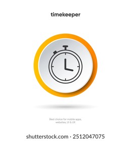 ícone de tempo 3d e relógio. Ícone de relógio em estilo de linha e plano da moda isolado no plano de fundo. Ícones para data, hora, era, duração, período, intervalo, hora, minuto, relógio, temporizador, time keeper.