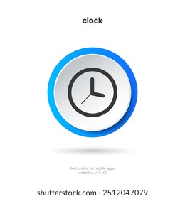 ícone de tempo 3d e relógio. Ícone de relógio em estilo de linha e plano da moda isolado no plano de fundo. Ícones para data, hora, era, duração, período, intervalo, hora, minuto, relógio, temporizador, time keeper.