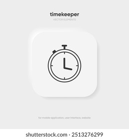 ícone de tempo 3d e relógio. Ícone de relógio em estilo de linha e plano da moda isolado no plano de fundo. Ícones para data, hora, era, duração, período, intervalo, hora, minuto, relógio, temporizador, time keeper.