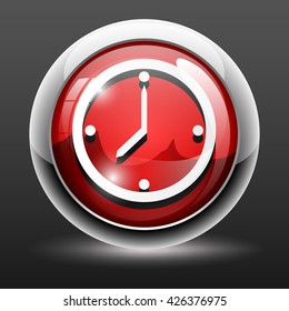3D time clock vector icon