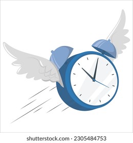 3d Time flies. Illustration is the saying that time flies, represented by a clock with wings. Can be used in ads and institutional