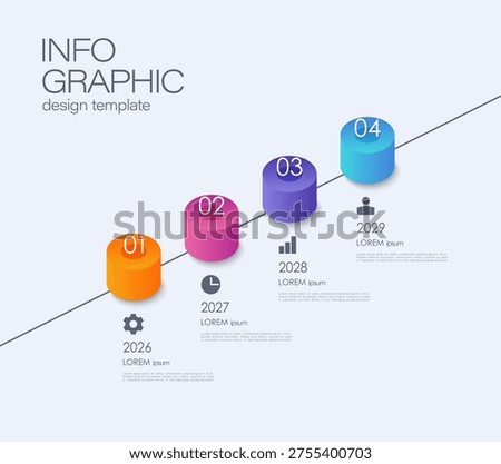 3D Timeline Infographic template with icons and 4 options or steps. Isometric line design template for workflow layout and diagram