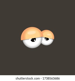 3d tired eyes vector illustration, cartoon eyes isolated on background