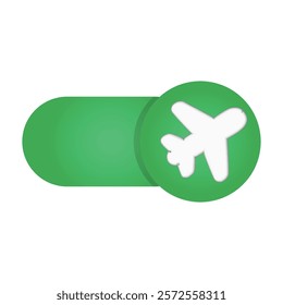 3d toggle icon for airplane mode active icon vector illustration.