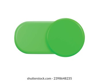 3d toggle switch button on icon in green color or set of switcher slider button icon illustration