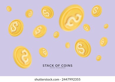 3D Token Coin Icons vector banner
