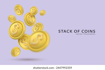 3D Token Coin Icons vector banner