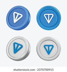 3d Toncoin Cryptocurrency Coin (TON) on white background. Vector illustration