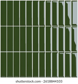 3D top view of glossy green ceramic tiles with reflections, ideal for interior design, construction, and material texture presentations.