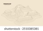 3D Topographic map. Geographic contour map background. Vector illustration.