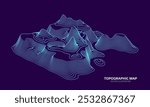 3D Topographic map. Geographic contour map background. Vector illustration.