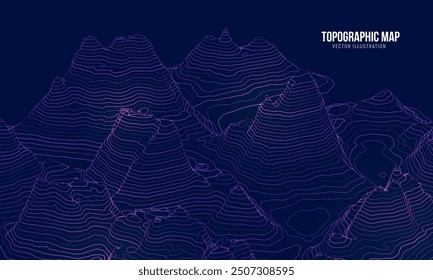 3D Topographic map. Geographic contour map background. Vector illustration.