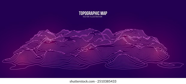 3D Topographische Karte. Hintergrund der geografischen Konturkarte. Vektorgrafik.