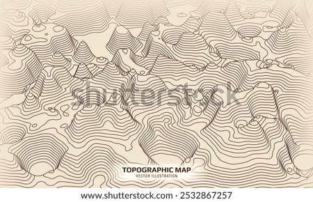 3D Topographic map. Geographic contour map background. Vector illustration.