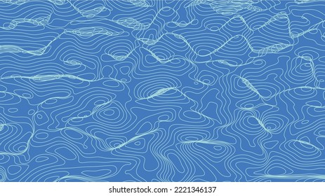 3D topographic map made of lines. Ocean waves.  