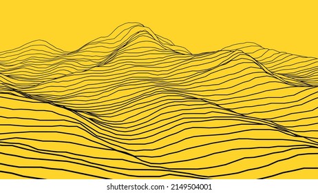 3d Topology Stripe Line, Contour Mountain Line, Concept For Hill Mountain Trekking Background.