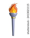 3D  torch with burning fire. Vector illustration 
