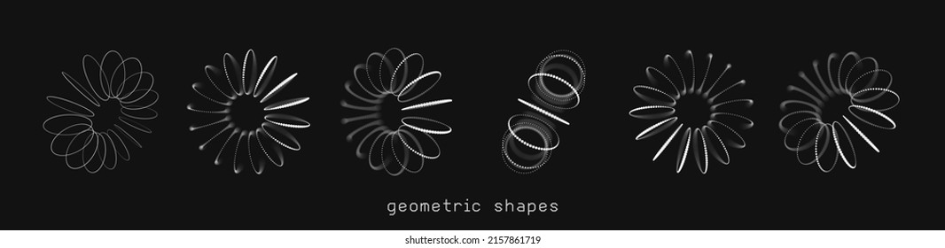 Puntos y líneas del Toro 3D. Concepto de campo de fuerza electromagnética. Antecedentes de la ciencia física. Ilustración vectorial. Elementos de diseño de objetos Torus de los campos de energía.