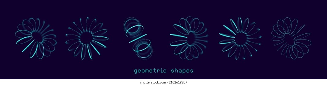 3D Torus Dots and Lines. Electromagnetic Force Field Concept. Science Physics Background. Vector Illustration. Energy Fields Torus Objects Design Elements.