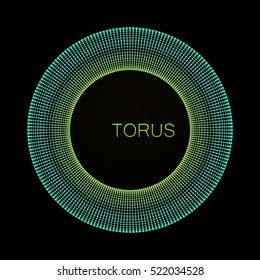 3D torus. Element for cyber, digital, science, big data concept design. Vector Illustration