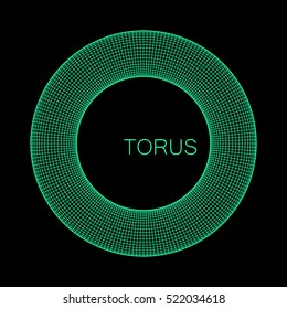 3D torus. Element for cyber, digital, science, big data concept design. Vector Illustration