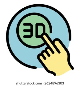 3d touch icon outline vector. Virtual tour. Camera angle color flat