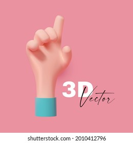 3d touching hand gesture. Realistic render. Cartoon design.