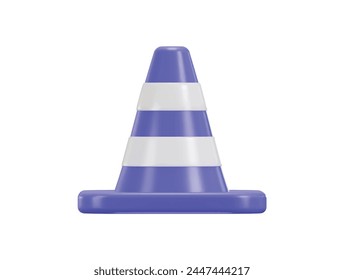 3d traffic cone icon concept on traffic safety rubber road cone striped warning road barrier icon 3d render