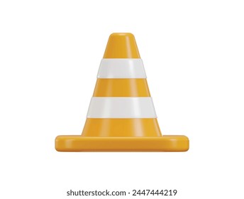 3d traffic cone icon concept on traffic safety rubber road cone striped warning road barrier icon 3d render
