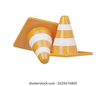conceito de ícone de cone de tráfego 3d