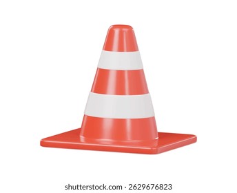 3d traffic cone icon concept