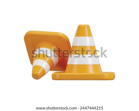 3d traffic cone icon concept on traffic safety rubber road cone striped warning road barrier icon 3d render