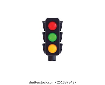 3d traffic light with Changing Light, Traffic signal with Red, Yellow, and Green Light 3d render