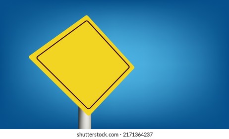 3d traffic sign with empty space with blue background.