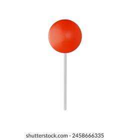 3D traffic sign icon in the form of a red circle on an iron station. Ideal for information boards on the highway or street. Vector design on a white background.