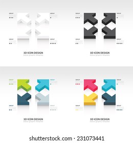 3d transform icons infographic set