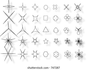 3D transformation of  some main figures: circle, square, triangle, star  and hexagon