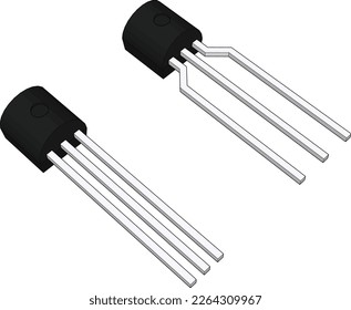 3D Transistor icon is an electrical component icons to use in scheme electric. Black colour transistor vector with white background.