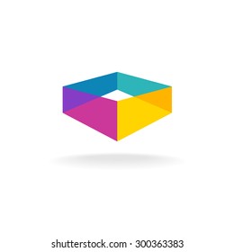 3d Transparent Abstract Colorful Perspective Box Logo