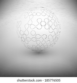 3D transparent abstract sphere on the gray background vector 