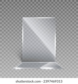 3D Transparent Acrylic Or Plastic Table Display Stand Holder Front View. EPS10 Vector